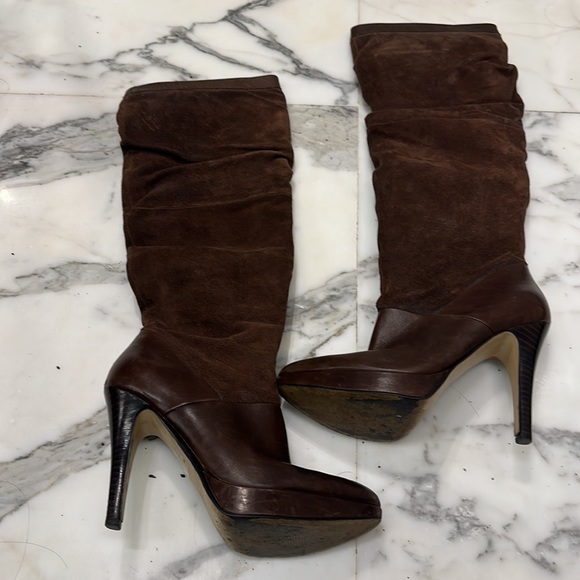 Pure Suede leather Chocolate Brown Knee high Boots in great condition! Size UK 4 - Picture 3 of 17